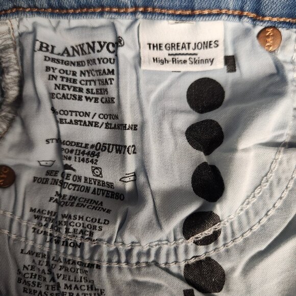 Blank NYC Sz 31 The Jones High Rise Skinny Denim Jeans Distressed NWT - Picture 4 of 5